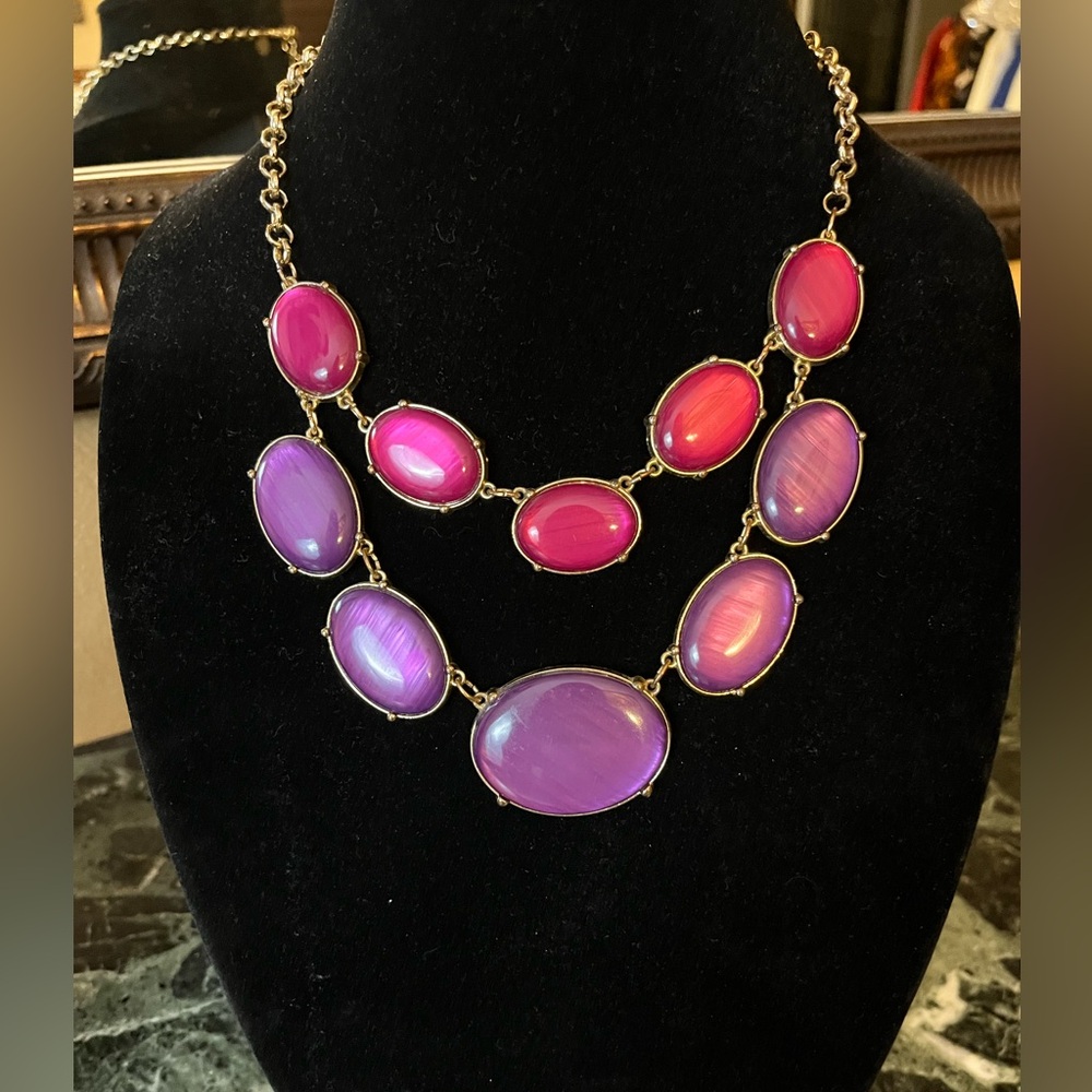 Elegant Bright Hot Fuchsia Pink and Purple Necklace